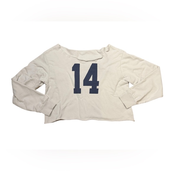 Brandy Melville Erica “14” Off-the-Shoulder Sweatshirt in Off-White - Picture 3 of 5